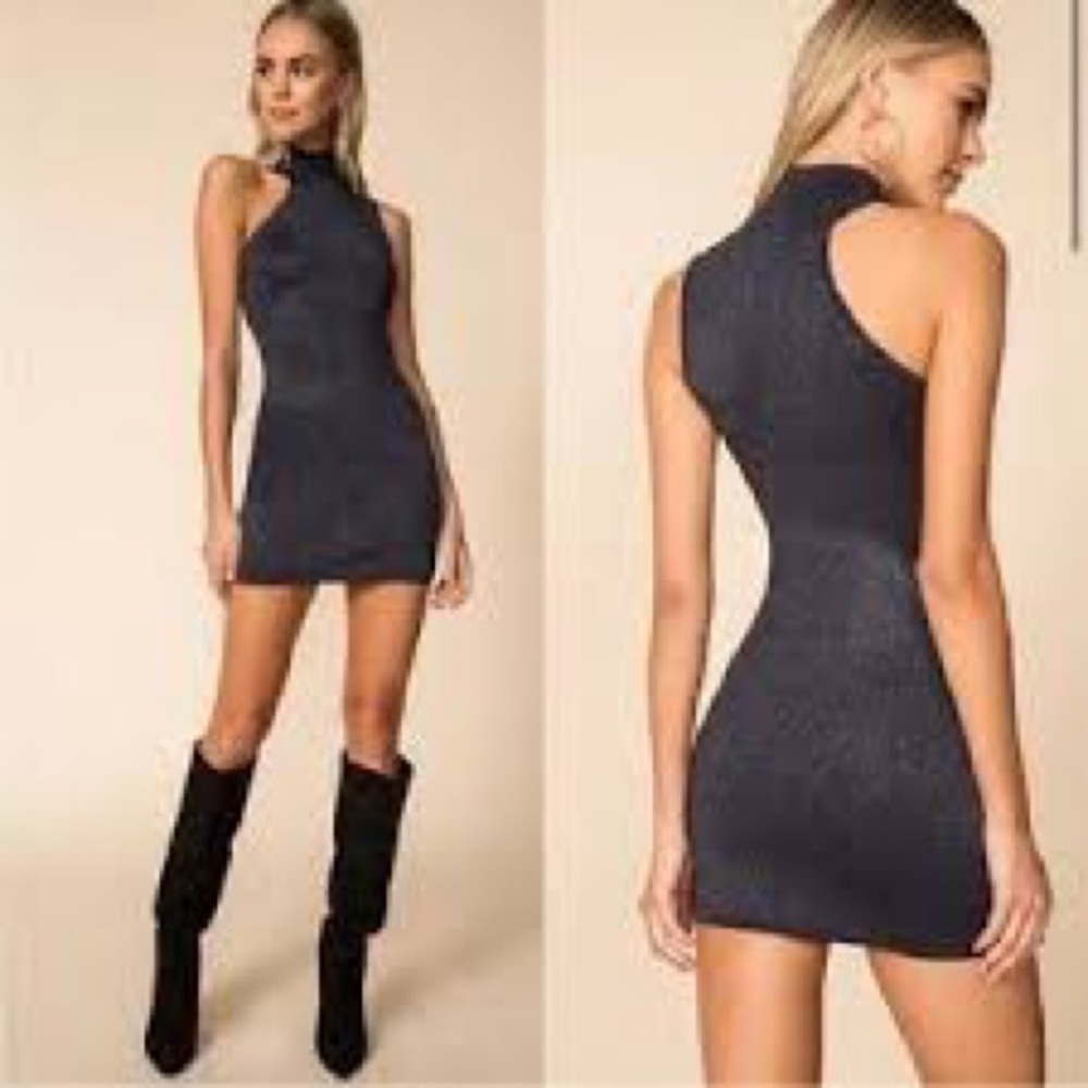 NWT Superdown Luz Metallic One Shoulder Mini Dress‎ Revolve $68 Small